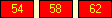 Red - values 54 to 62