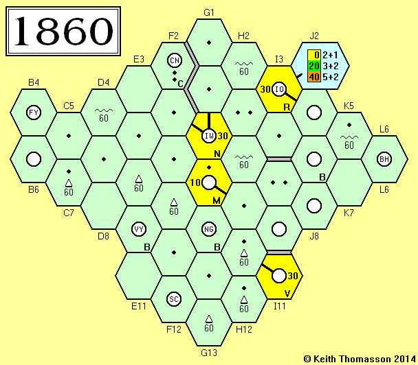 1860 map - 2-3 players - click to view hex references